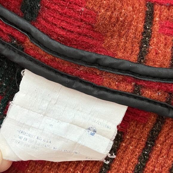 VTG Woolrich Womens Aztec Wool Hooded Jacket Size L Red Tribal Native USA 90s - Picture 13 of 16